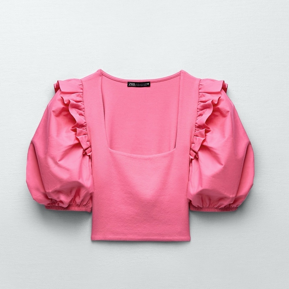 Zara Rib Ballon Top 🏷 - Picture 4 of 5
